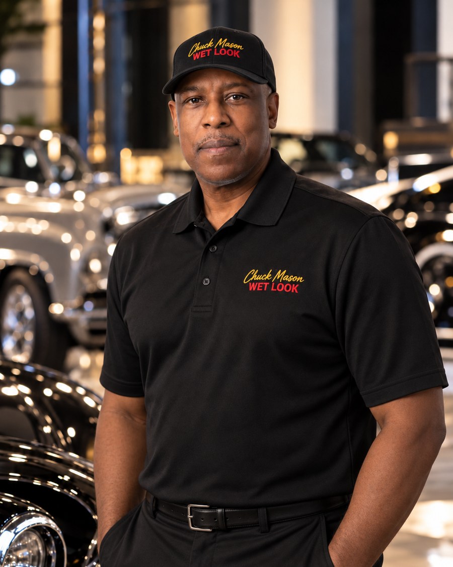 Representative visual of Chuck Mason standing among vehicles in a private collection