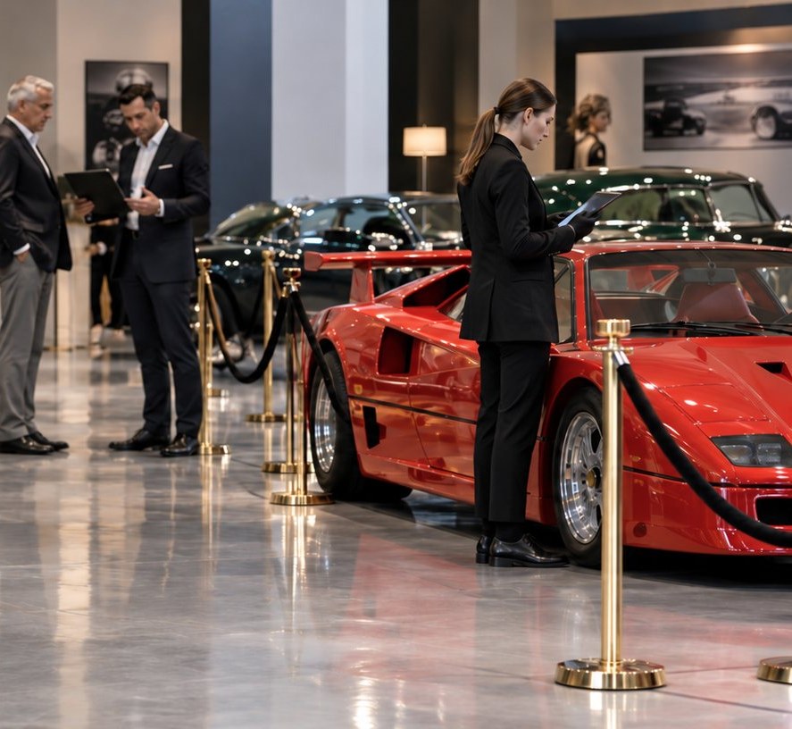 Representative visual of vehicles in a private collection gallery