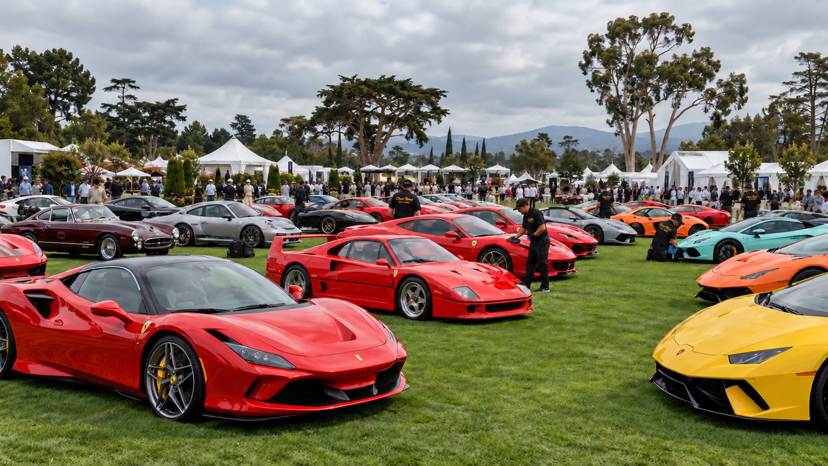 Representative visual of exotic cars gathered on a lawn