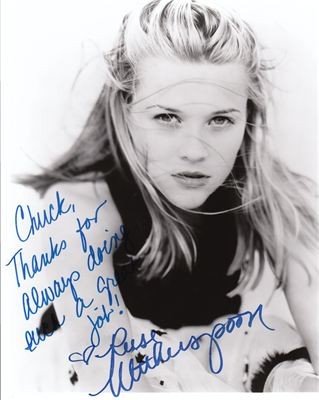 Signed photograph inscribed to Chuck Mason by Reese Witherspoon