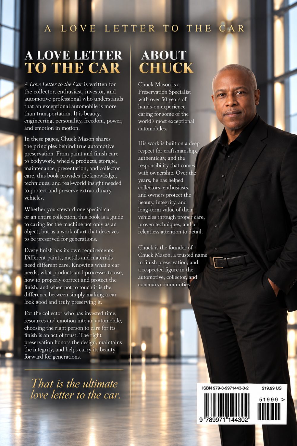Back cover with About Chuck