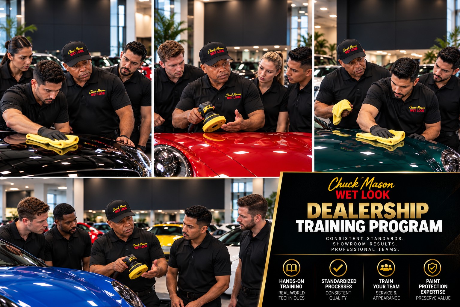 Chuck Mason Wet Look dealership training program: Chuck coaching dealership detail teams on paint care