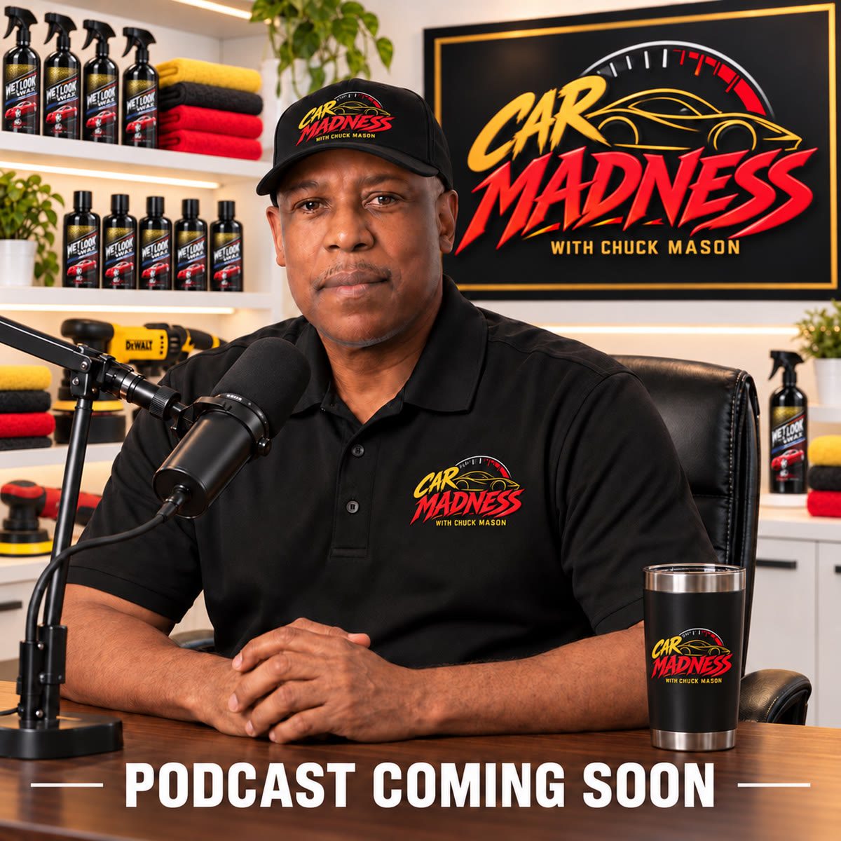 Chuck Mason at the Car Madness podcast desk